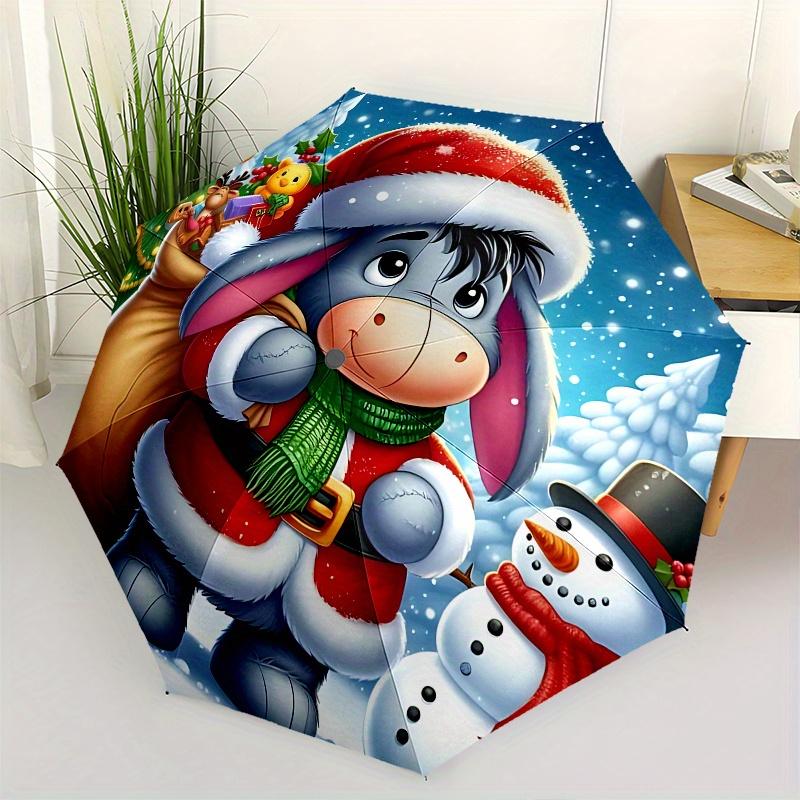 

Christmas, Donkey Automatic Opening and Closing Umbrella, Compact Travel Umbrella, Lightweight and Portable, Suitable for Beach Commuting Bu