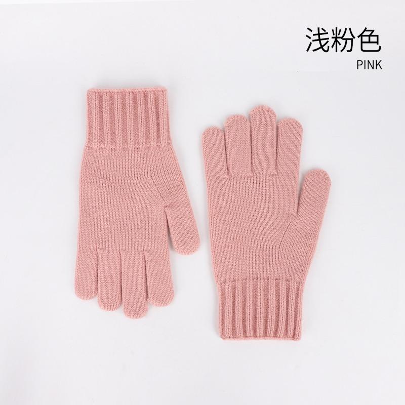 

Camel wool gloves winter cold warm simple fashion wool gloves solid color five finger outdoor knitted gloves average size