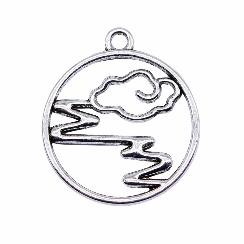 

10шт круглые подвески в виде облаков античное серебро цвет цинковый сплав 25х22мм