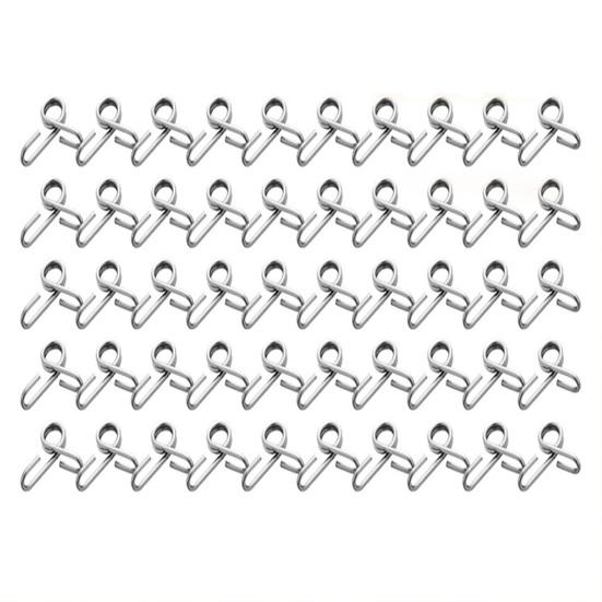 

50Pcs Fiberglass Fence Post Clips Rod Stainless Steel for 3/8-inch Round Electric Fence Pigtail Insulator Clips