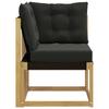 Outdoor Corner Sofa Solid Acacia Wood Frame and Textilene Fabric White