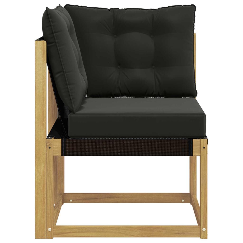 Outdoor Corner Sofa Solid Acacia Wood Frame and Textilene Fabric White