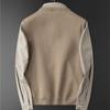 Men's Sweater Autumn Winter Lapel Fake Two Casual Knitwear Patchwork Color Contrast Slim-fit Business