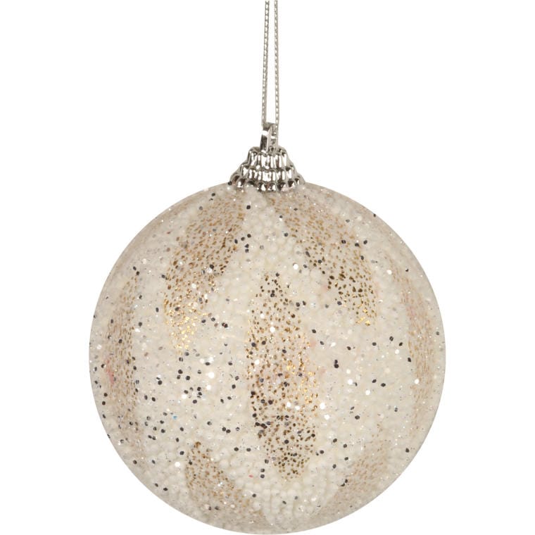 White and Gold Styrofoam Bauble with Glitter