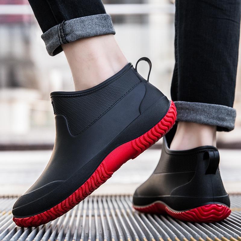Non-slip rain shoes men's short waterproof shoes women's low-top rain boots kitchen rubber shoes overshoes car wash fishing couple shoes