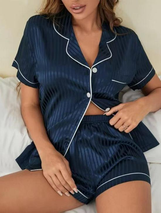 Women's Sexy Print Short-Sleeve Homewear Set - Comfortable Spring/Summer Shorts