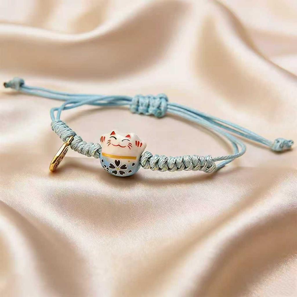 Simple Lucky Cat Knitted Bracelet Unisex Adjustable Cute Animal Woven Bracelet Harajuku Style Jewelry bracelets couple bracelet