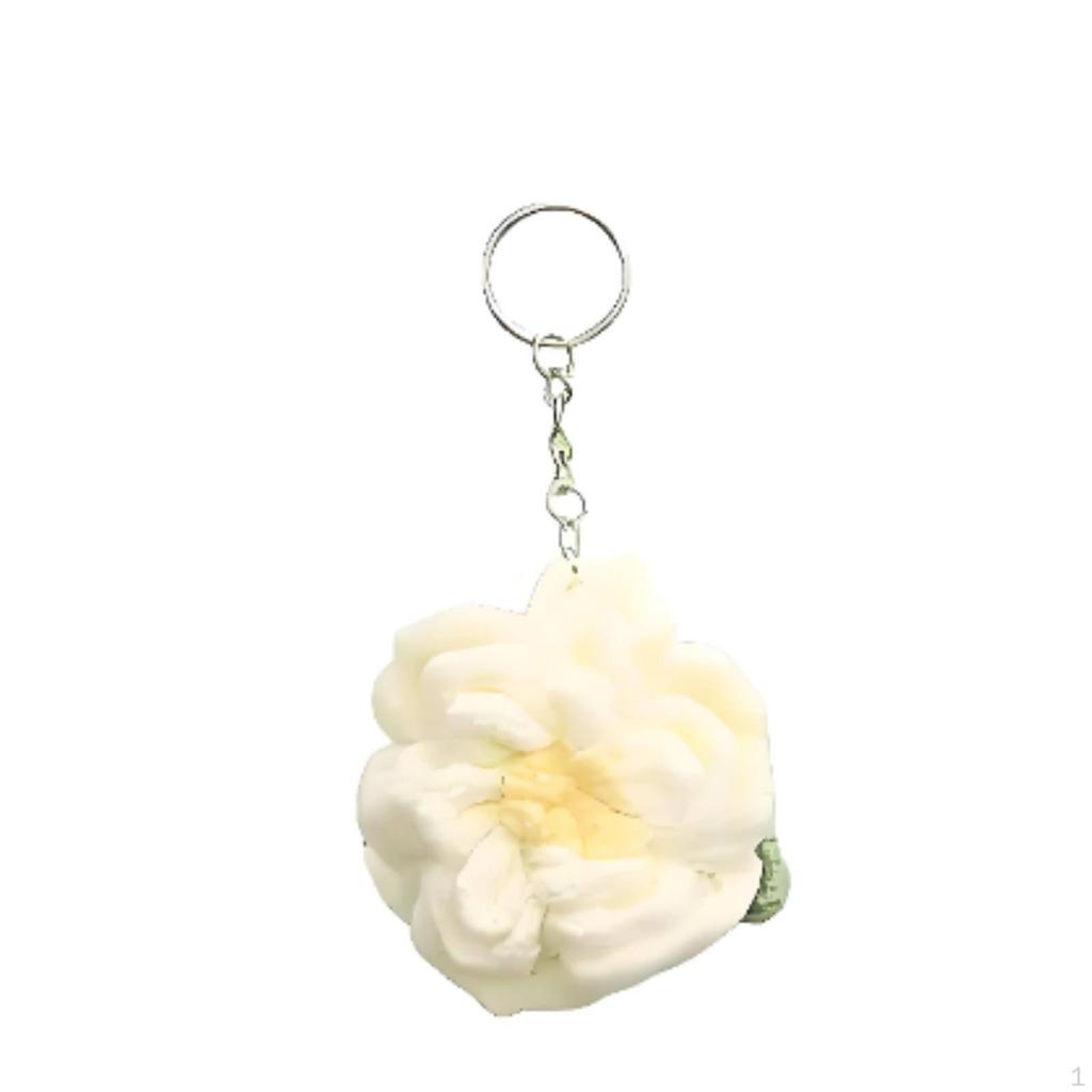 Handmade Jasmine Flower Ornament, Creative Crochet Keychain, DIY Bag Charm Gift for Friends