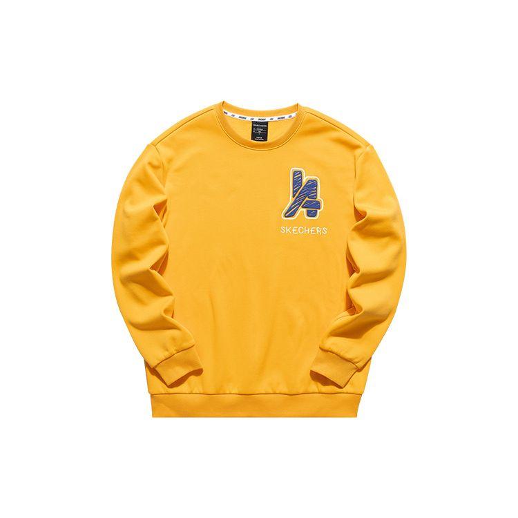 Skechers Letter Logo Embroidered Fleece Pullover Sweatshirt Unisex sweatshirt Yellow L121U177-00X6 S