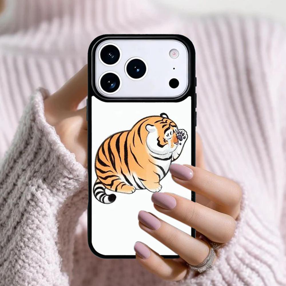 fat tiger Cartoon Funny Phone Case For Apple iPhone 17 Air 16E 15 14 Plus 13 12 11 Pro Max Mini Funda Cover