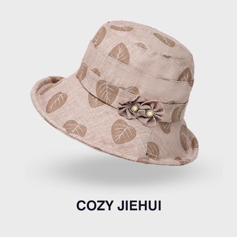 2025 Summer Fashion Embroidered Wide Brim Sun Hat for Middle-Aged & Elderly Women
