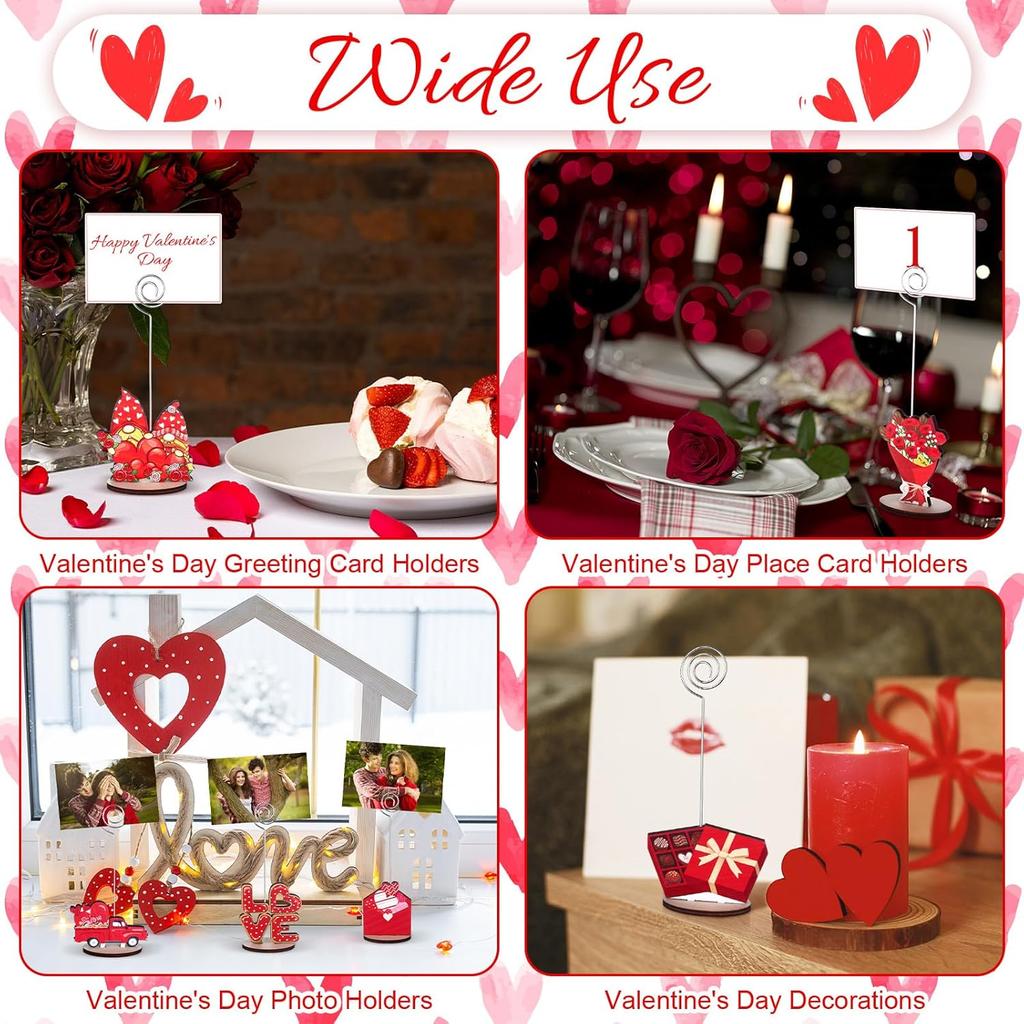 8 Pcs Valentine's Day Place Card Holder Valentines Table Centerpiece Decor Table Number Holders Valentine Table Memo Sign Picture Menu Clips for