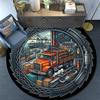 Industrial Logistics Hub Round Area Rug Under Office Chairs Bedroom Living Room Home Decor