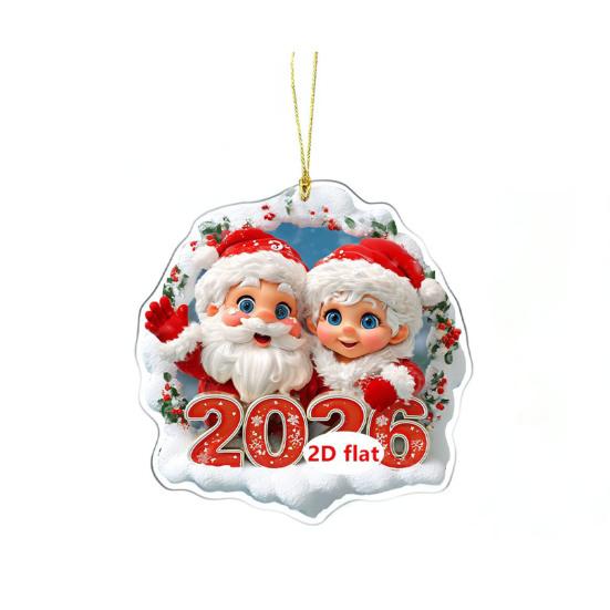 Christmas Ornament Cartoon Santa Claus Snowman Reindeer 2D Acrylic Christmas