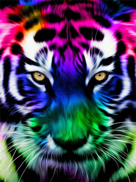 

5D Алмазная картина Цветной тигр Картина из стразов Полная квадратная алмазная вышивка Животные Наборы Мозаика Настенный декор Full Round 20x30CM