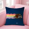 Cute Cat NNyan Cartoon Cushion Cover Natural Linen Pillow Case DoubleSided Print Decorative Sofa Pillowcase Home Decor Gift