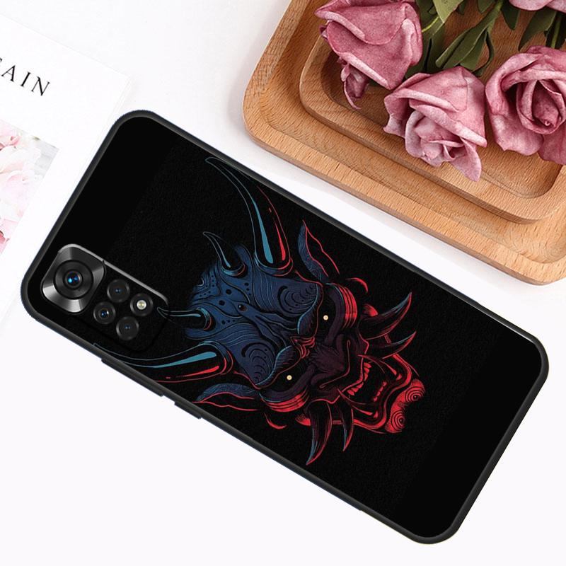 Samurai Oni Mask Case For Xiaomi Redmi Note 13 Pro 14 12 11 9 10 9S 10S 11S 12S Redmi 12C 13C 14C 10C Cover