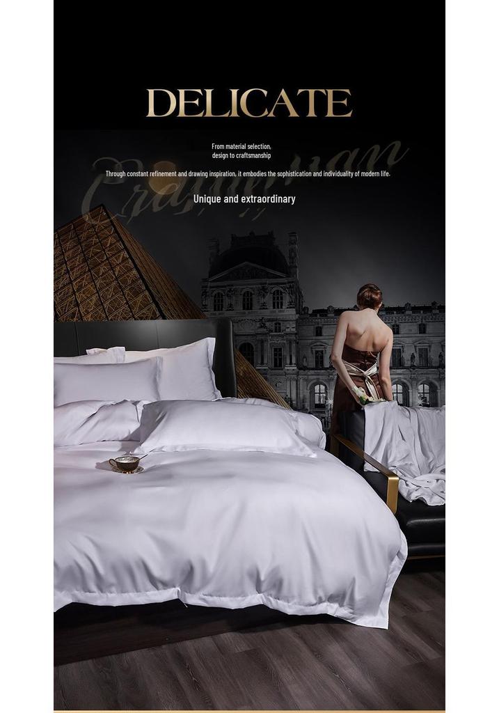 Brushed Imitation Cotton Star Hotel Guesthouse Pure White Bedding Set