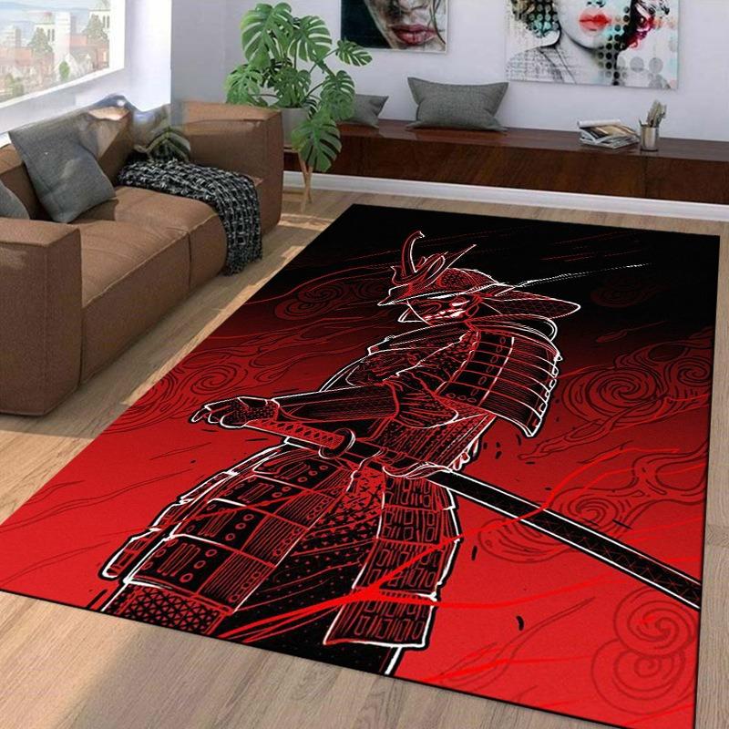 Samurai Spirits Large Carpet for Living Room Creative Retro Oriental Doormat Carpet Bedroom Home Decor Non-slip Floor Play Mat