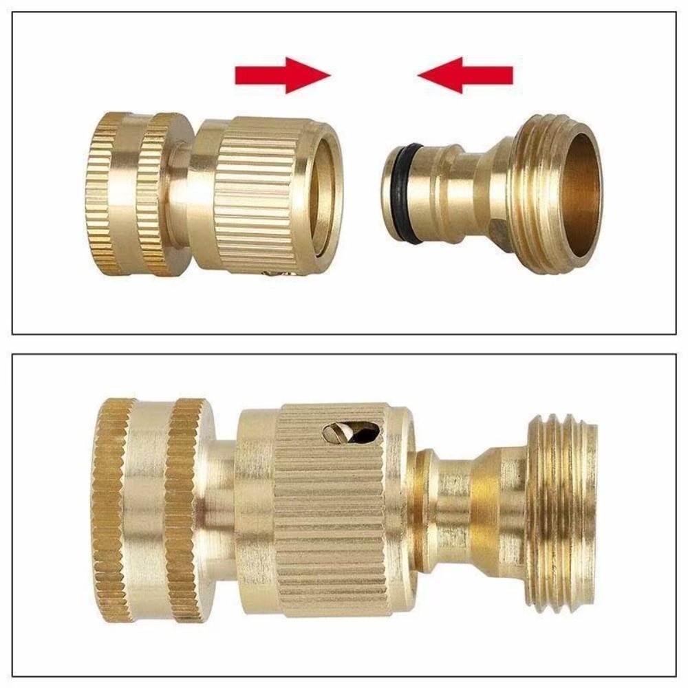 3/4 Inch Thread Brass Quick Connector Anti Leak Sturdy Construction Garden Hose Quick Connector Quick Release