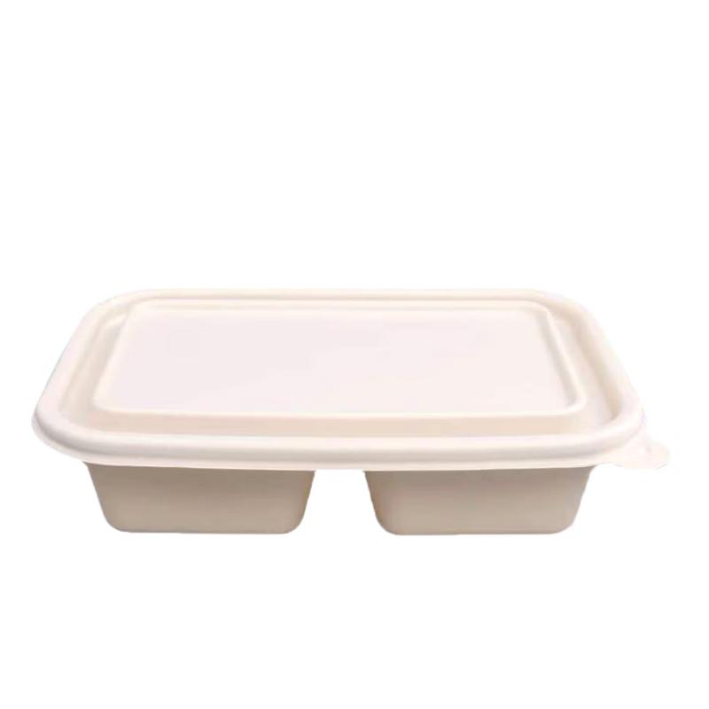 Umweltfreundliche Einweg-Essensboxen mit zwei Fächern, 500 ml