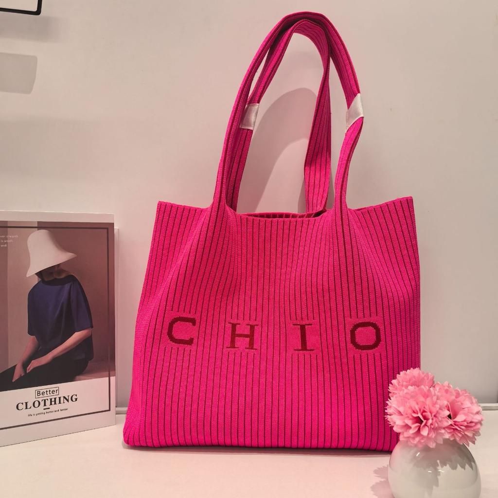 Gestreift, Tragetasche, Tasche mit großem Fassungsvermögen, Damen-, Freizeit-Tasche, Umhängetasche