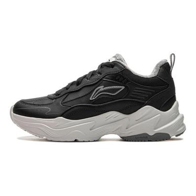 Li Ning Defender Fleece Comfortable Versatile Wear-Resistant Shock Absorbing Warm Low-Top Casual Shoes Women Sneaker Black AGLU102-1