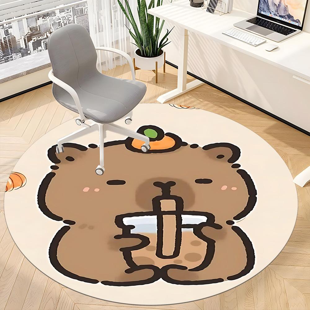 1pc Cute Capybara Chair Carpet for Office, Soft Flannel Throw Mat, Perfect for Office,Holiday Party Decoration Choice yy251113038