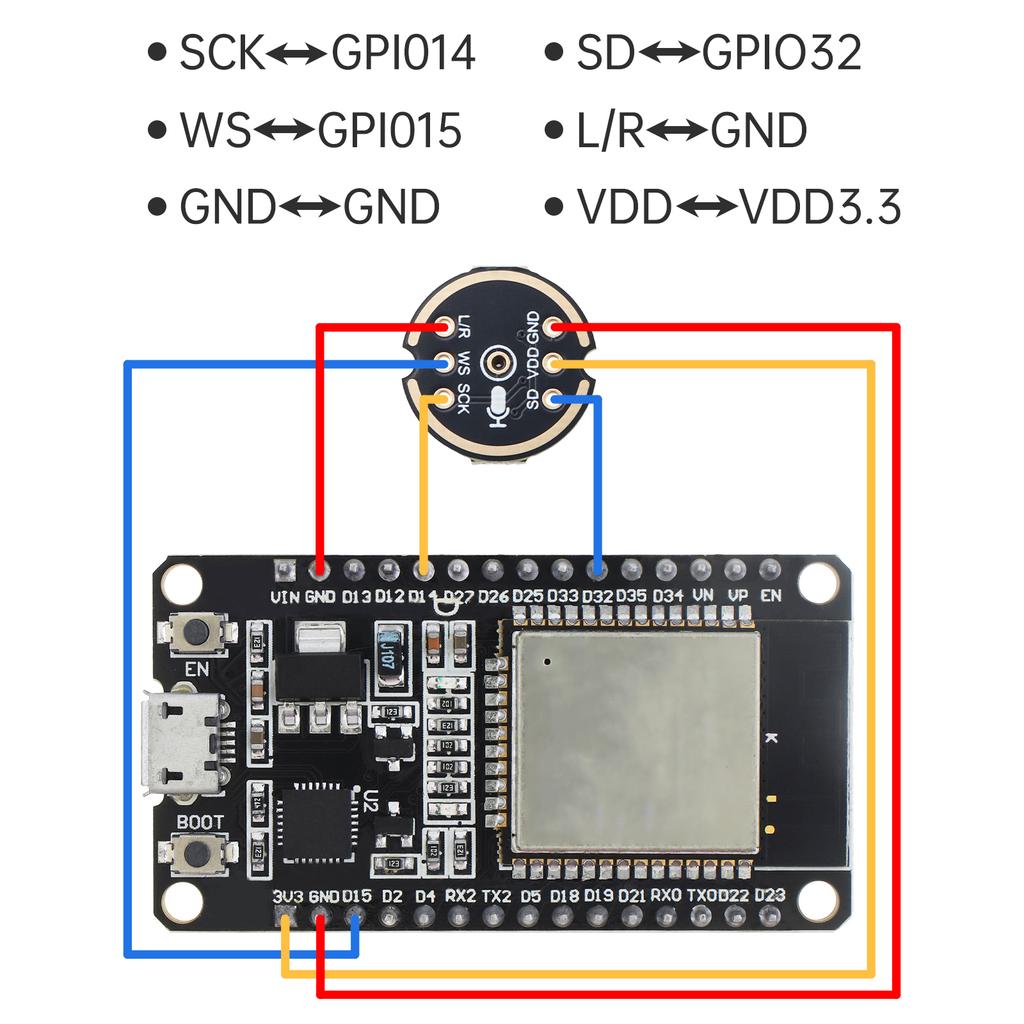 5 Stück Digitalausgang Omnidirektionales Mikrofonmodul Passend für INMP441 I2S-Schnittstelle, Unterstützt ESP32, Hochpräzise Stromsparende MEMS-Mikrofonplatine