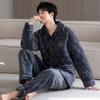 Pajamas Men's Winter 1011 New Three-layer Thickened Fleece Padded Cotton Autumn and Winter Middle-aged Dad Large Size Winter Loungewear