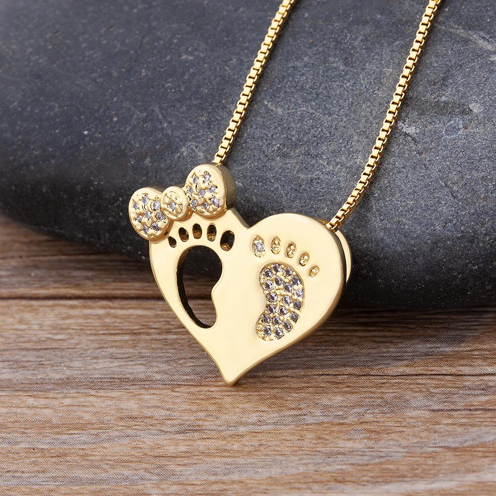 Nidin Luxury Fashion Cubic Zirconia Heart Pendant Women Gold Plated High Quality Chain Necklace Sparking Jewelry Party Gift