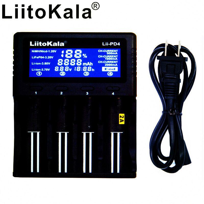LiitoKala Lii-PD4 LCD Charger for 18650, 26650, 21700 Lithium Batteries