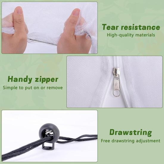 Garden Netting Plant Cover Square Tomato Cage Cover Breathable Mesh Insect Bird Barrier Netting with Zipper And Drawstring for Protecting Plants