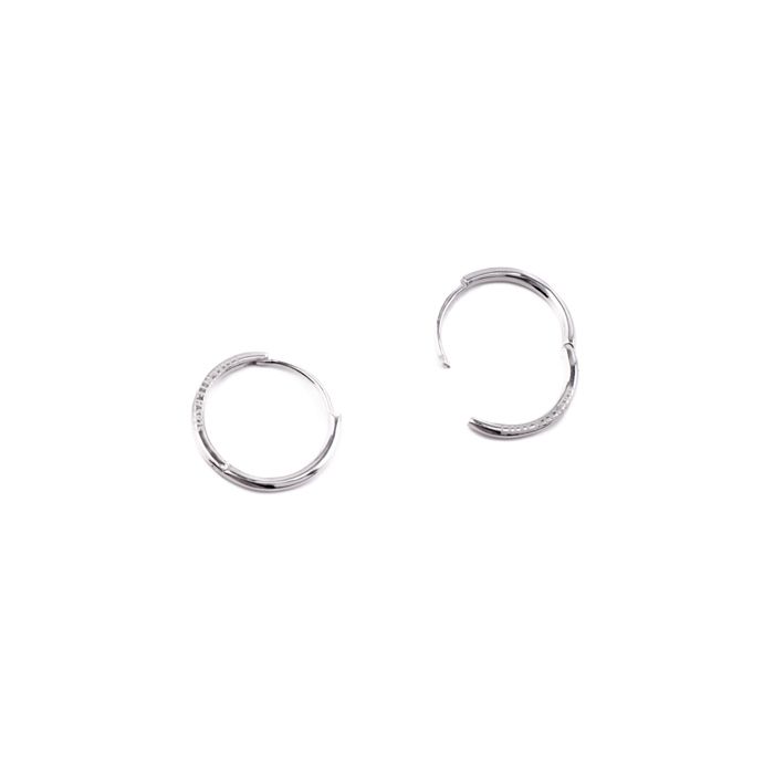Boucle d'oreille - LUXENTER - Erwe - Argent sterling 925 rhodié - Créole 14 mm - Zirconia