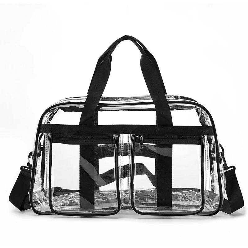 

New Zipper Large Capacity Solid Color PVC Travel Bags Hot Sale Simple Causal Personality Super Cool Crossbody Bags for Women чёрный