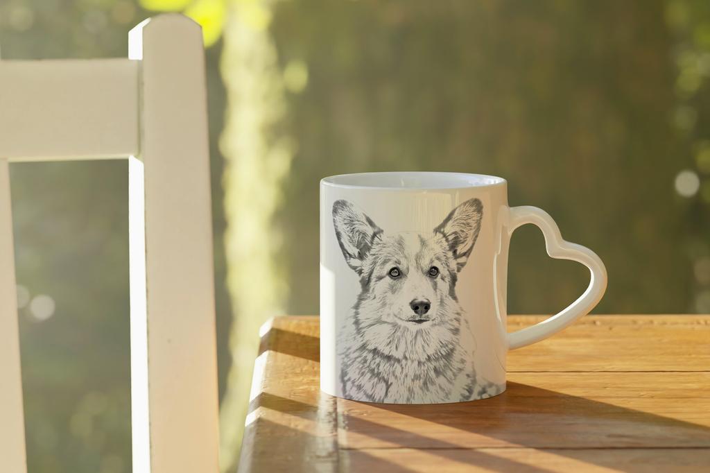 Pembroke Welsh Corgi - Cup with a Dog, Adorable Cup with a Heart-shaped Handle, Universal Gift from the Art-Dog Brand