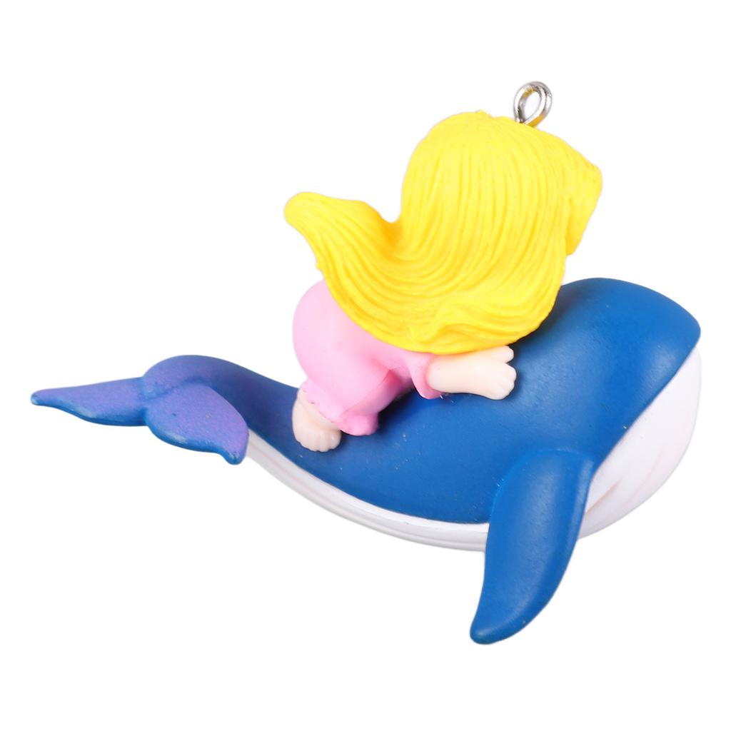 Floating Fish Tank Decoration Small Cute Plastic Cartoon Aquarium Ornament for Freshwater Seawater Whale Riding Girl