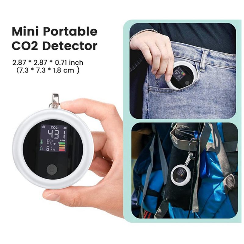 AD23-Air Quality Carbon Dioxide Monitor With Alarm With 400-5000 PPM-NDIR CO2 Tester(White)