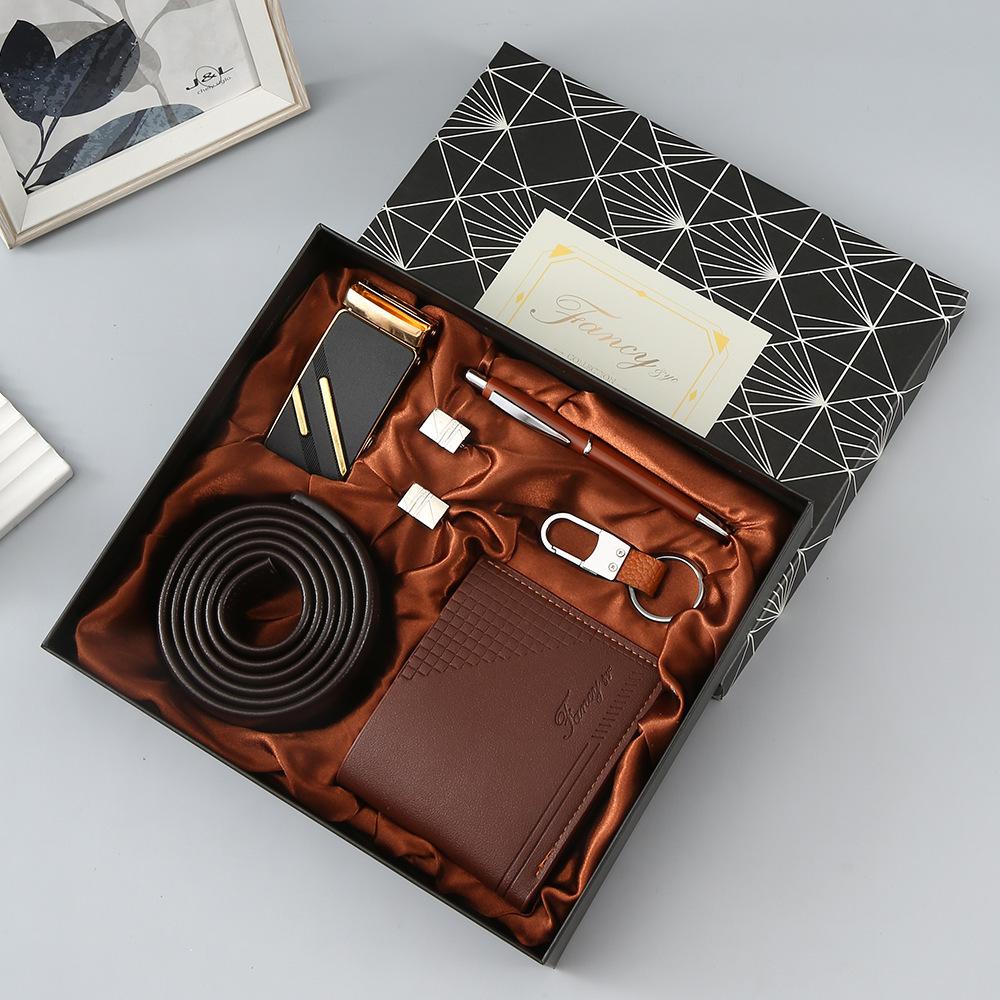 Set de Regalo para Hombre, Cartera + Reloj + Caja para Cinturón, Regalo de San Valentín Día del Padre para Novio Amigo