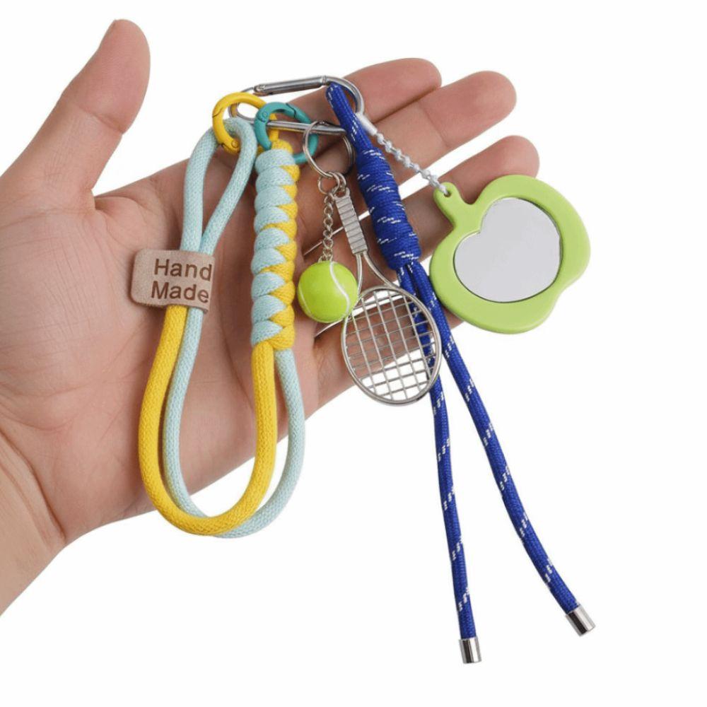 Med Spegel Tennisracket Nyckelring Nyckelring Sportig Stil Väskberlocker Födelsedagspresent