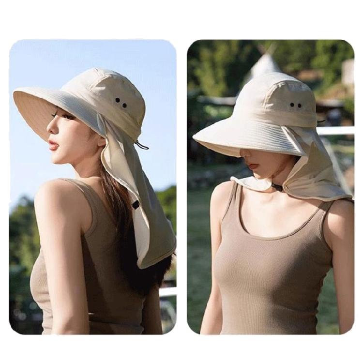 Women Sun Hat Bucket Hat with Large Shawl for Travel Hiking Shopping