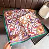 Luxury Vintage Printed Silk Like Square Scarf For Women
