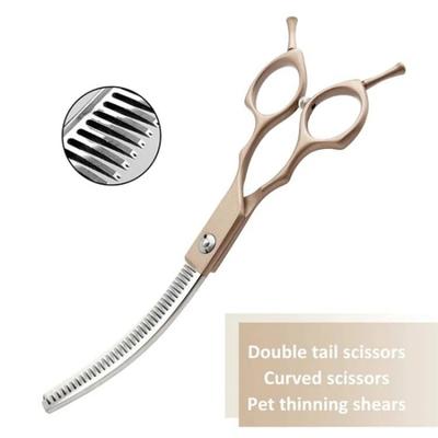 Curved Chunkers Shears Stainless Steel Dog Grooming Cat Curved Scissor, Light Weight Special Designed Pet Grooming Supply