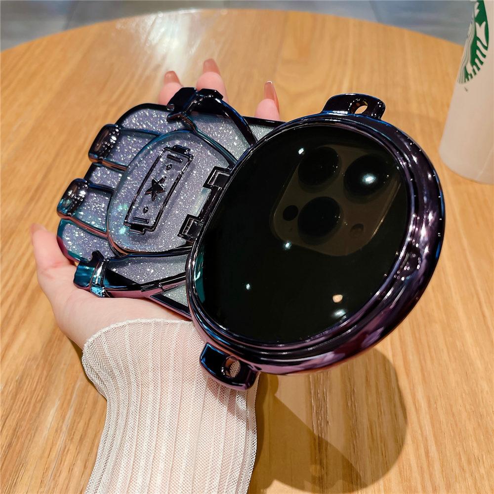 

Glitter Astronaut Clear Phone Case For iPhone 16 15 14 Plus 13 12 11 Pro Max Crossbody Mirror Stand Cover For iPhone 11Pro Max&Olny Case