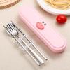 Cute Cartoon Pink Pig Portable Stainless Steel Cutlery Set