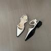 Fashion Empty Mary Jane leather shoes for women 2 one-line chain high heels summer wear pointed high heel sandals