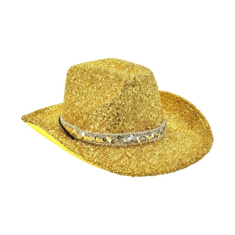 Sparkling Glitter Powder Cowboy Hats For Women Men Festival Event Gathering Cosplay Costume Accessories Stage Show Props