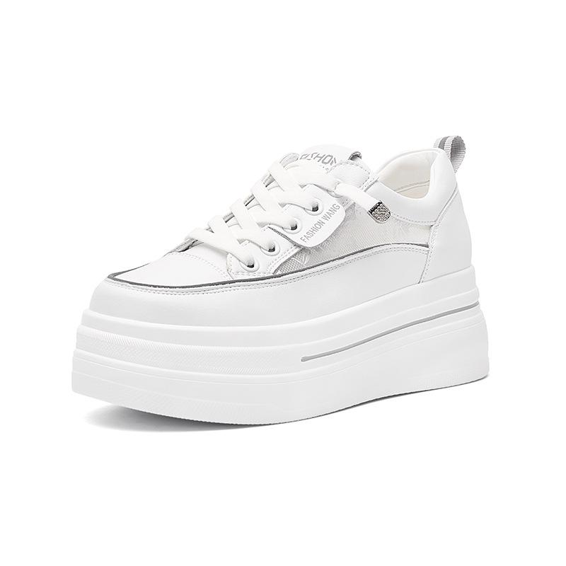 

Белые туфли на толстой подошве для женщин, весенняя спортивная повседневная обувь, универсальные туфли на плоской подошве, увеличивающие рост, для женщин 40