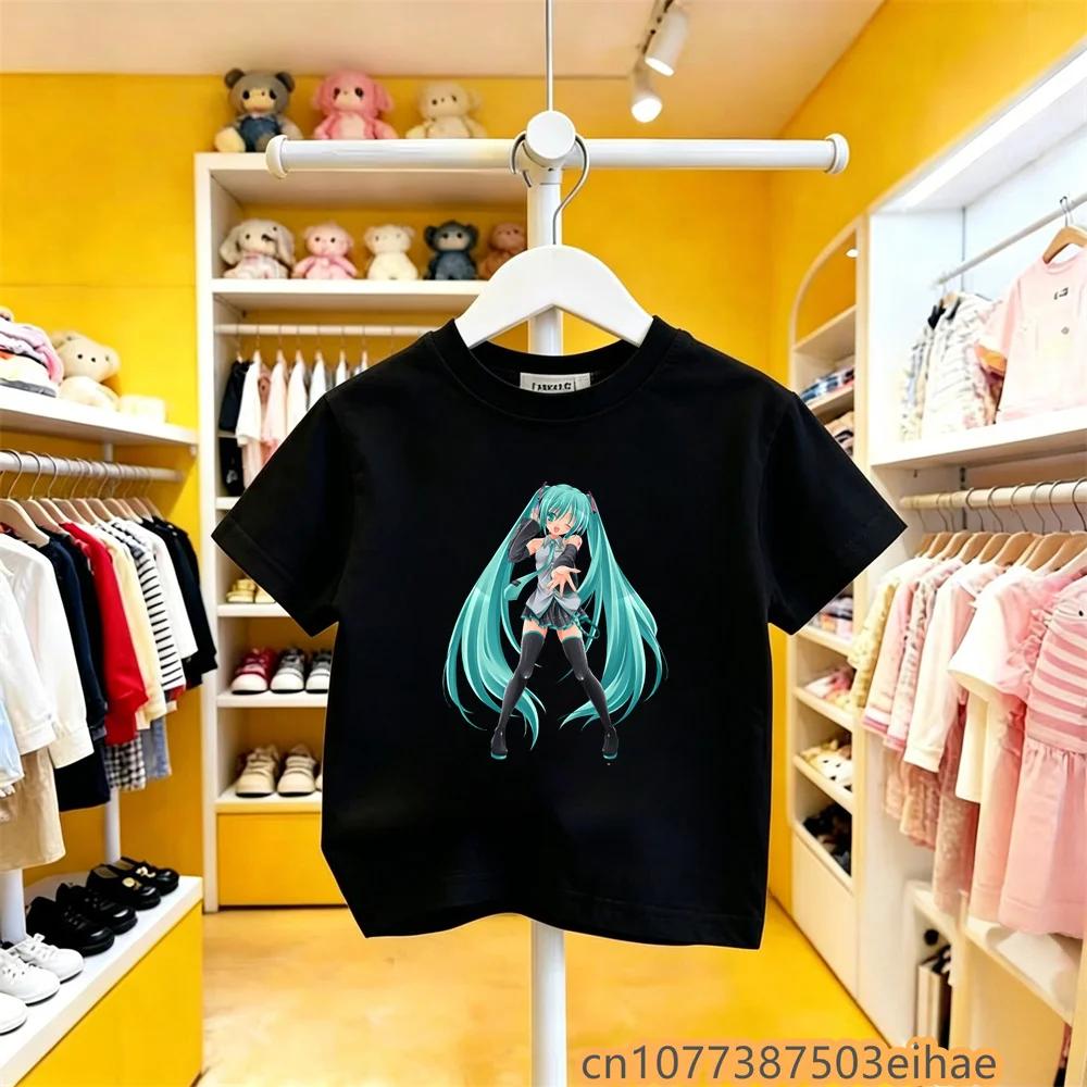 Retro Classic Hatsune Miku Joint Pure Cotton Short Sleeve Anime Printed Casual Unisex TShirt Vintage Style Daily Leisure Wear