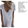 Women T-shirt Round Neck Short Sleeve Patch Pocket Tee Shirt Solid Color Loose Fit Thin Pullover Tops Daily Wear